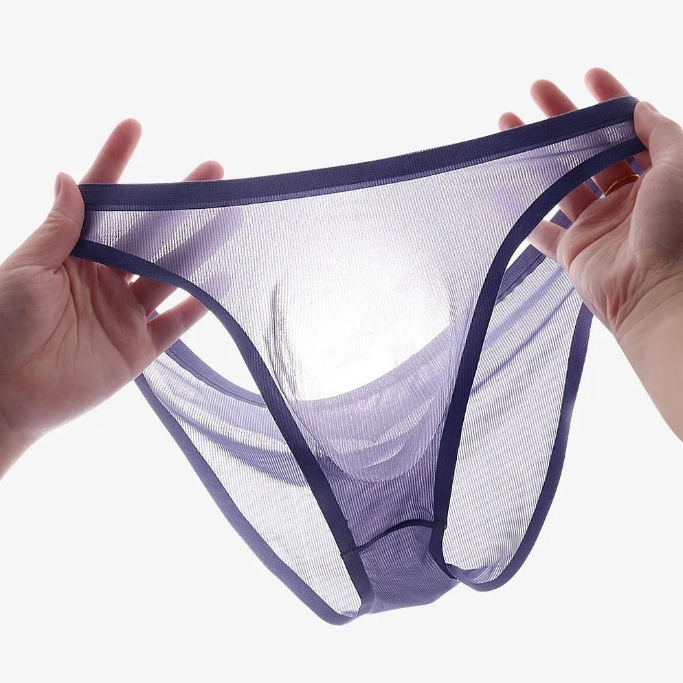 Men's Ribbed Ice Silk Low-Rise Briefs – Ultra-Thin, Breathable & Cooling Underwear