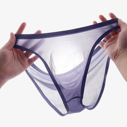 Men's Ribbed Ice Silk Low-Rise Briefs – Ultra-Thin, Breathable & Cooling Underwear
