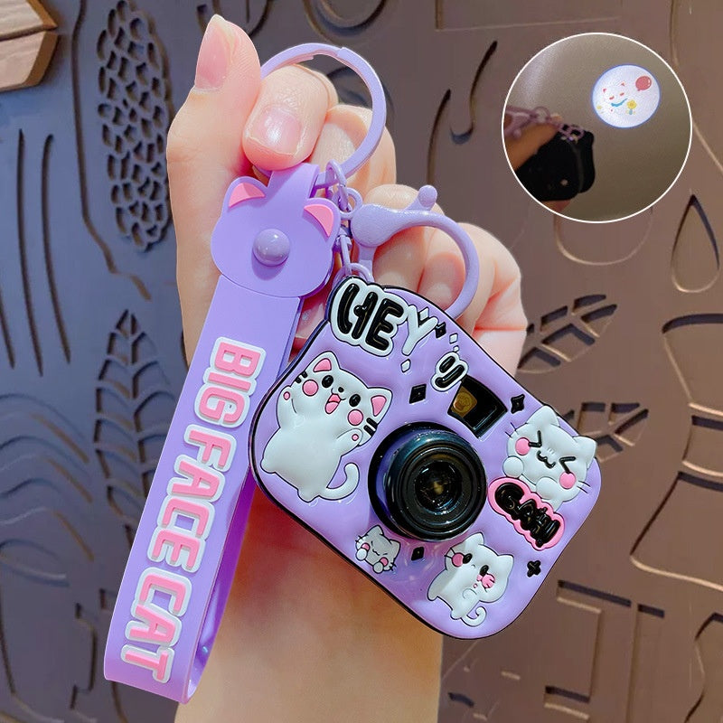 Cute cartoon projection camera keychain, creative keychain pendant