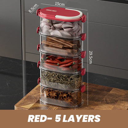 Multi-Layer Sealed Spice Organizer – BPA-Free Plastic Airtight Stackable Seasoning Container Set