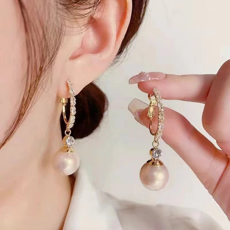High Quality-Elegant Lightweight Pearl Drop Earrings