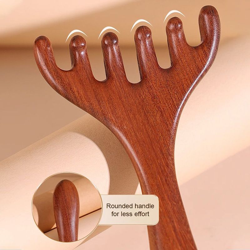 Meridian massage comb with six claws，sandalwood comb