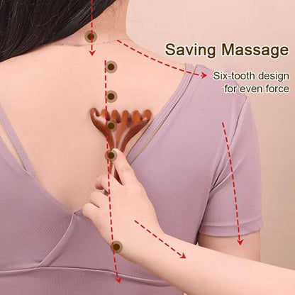 Meridian massage comb with six claws，sandalwood comb