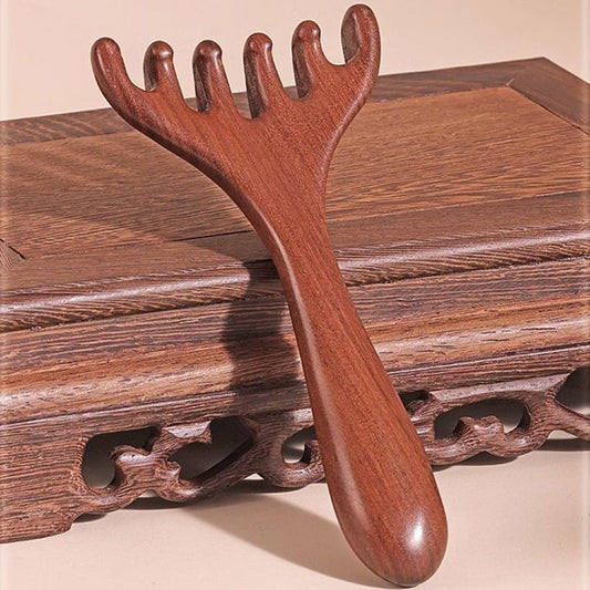 Meridian massage comb with six claws，sandalwood comb