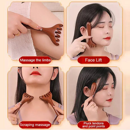 Meridian massage comb with six claws，sandalwood comb