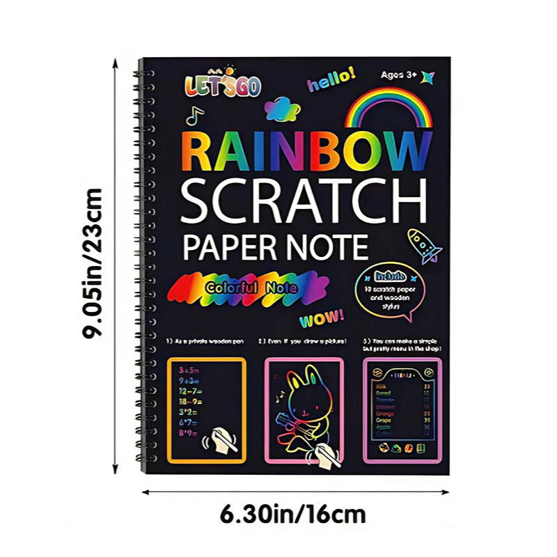 Colorful Scratch Art Book, Art Craft DIY Drawing Paper, Color-Base Drawing Paper