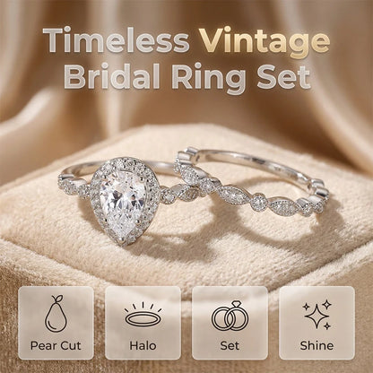 Pear-Shaped Teardrop Ring Set