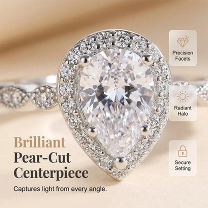 Pear-Shaped Teardrop Ring Set