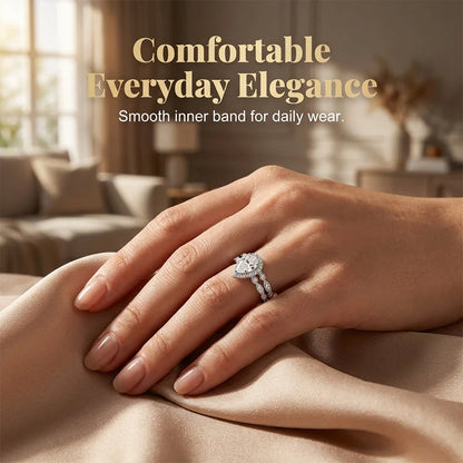 Pear-Shaped Teardrop Ring Set