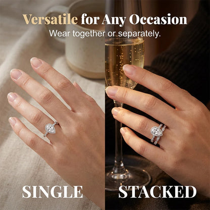 Pear-Shaped Teardrop Ring Set