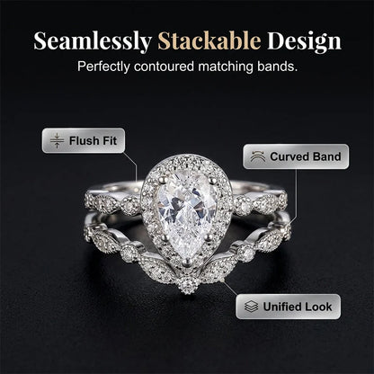 Pear-Shaped Teardrop Ring Set