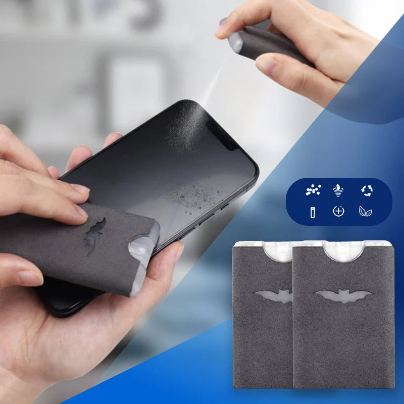 2-in-1 Screen Cleaner & Microfiber Cloth – Portable, Residue-Free, Gentle
