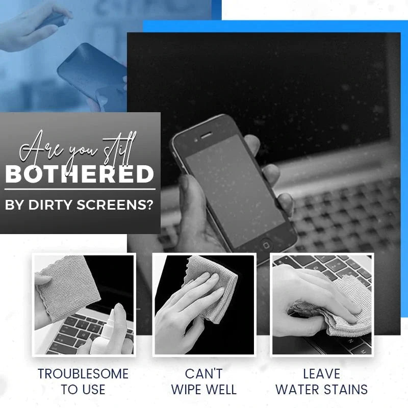 2-in-1 Screen Cleaner & Microfiber Cloth – Portable, Residue-Free, Gentle