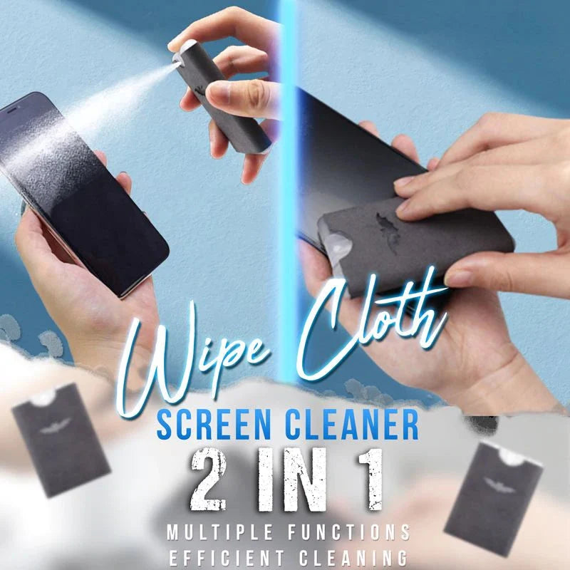 2-in-1 Screen Cleaner & Microfiber Cloth – Portable, Residue-Free, Gentle
