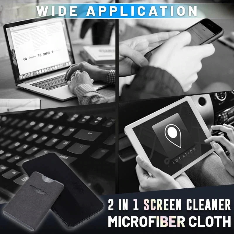 2-in-1 Screen Cleaner & Microfiber Cloth – Portable, Residue-Free, Gentle