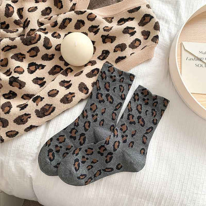 Women’s Leopard Print Mid-Calf Slouch Socks
