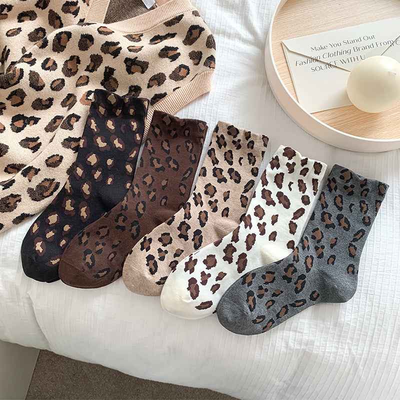 Women’s Leopard Print Mid-Calf Slouch Socks