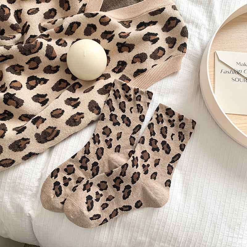Women’s Leopard Print Mid-Calf Slouch Socks