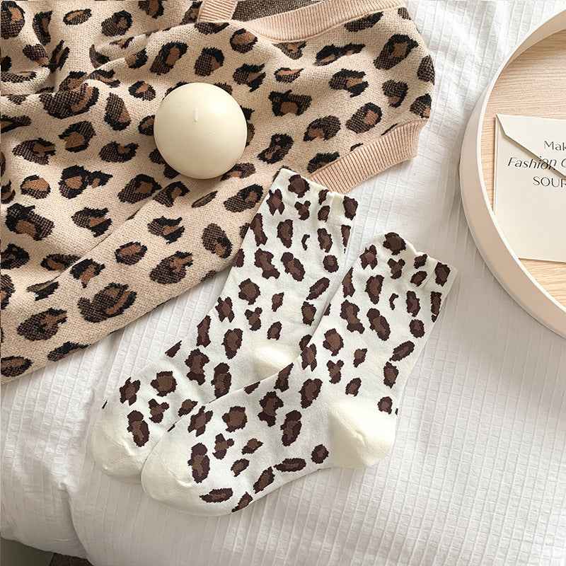 Women’s Leopard Print Mid-Calf Slouch Socks