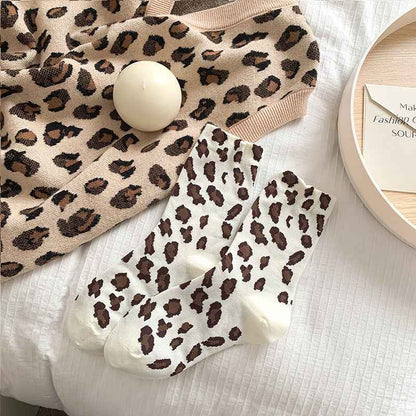 Women’s Leopard Print Mid-Calf Slouch Socks