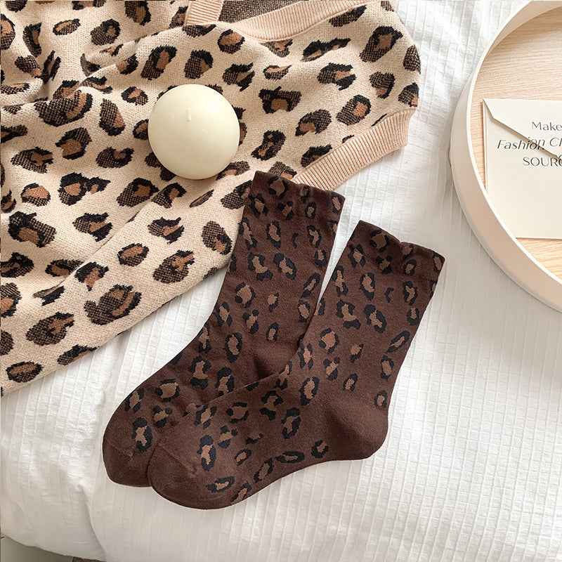 Women’s Leopard Print Mid-Calf Slouch Socks
