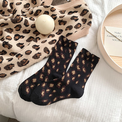 Women’s Leopard Print Mid-Calf Slouch Socks