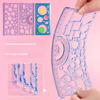 7 Pcs-Multifunctional Versatile Ruler, Drawing Template Ruler, Hollow Wave Ruler for Art