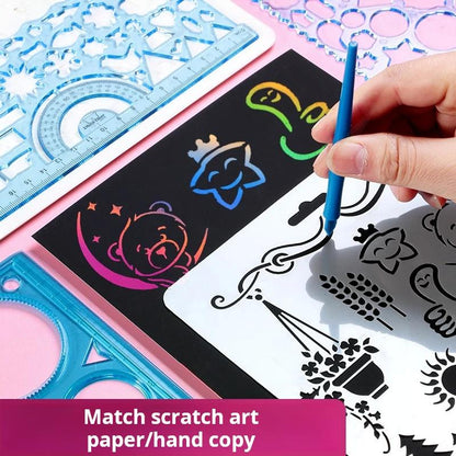 7 Pcs-Multifunctional Versatile Ruler, Drawing Template Ruler, Hollow Wave Ruler for Art