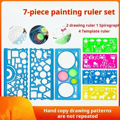 7 Pcs-Multifunctional Versatile Ruler, Drawing Template Ruler, Hollow Wave Ruler for Art