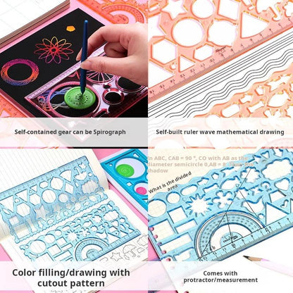 7 Pcs-Multifunctional Versatile Ruler, Drawing Template Ruler, Hollow Wave Ruler for Art