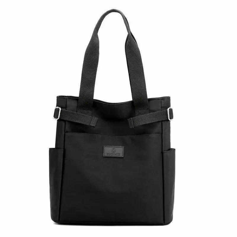 Large capacity multi-compartment canvas handbag