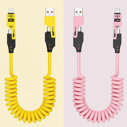 Spring Retractable 4-in-1 Charging Cable