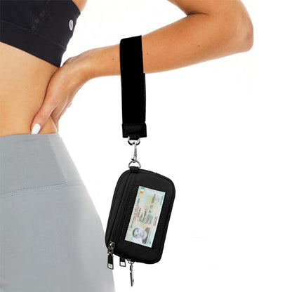 PVC Card Holder Wristlet Wallet Mini ID Purse Zipper Coin Pouch for Women Men