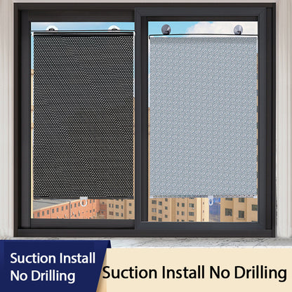 Retractable Sunshade Roller Blind No Drilling Home Window UV Protection Curtain