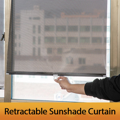 Retractable Sunshade Roller Blind No Drilling Home Window UV Protection Curtain