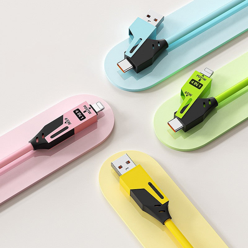 Spring Retractable 4-in-1 Charging Cable