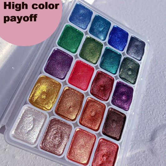 Pearlescent Watercolor Paint Kit | Solid Blocks | Great Coverage