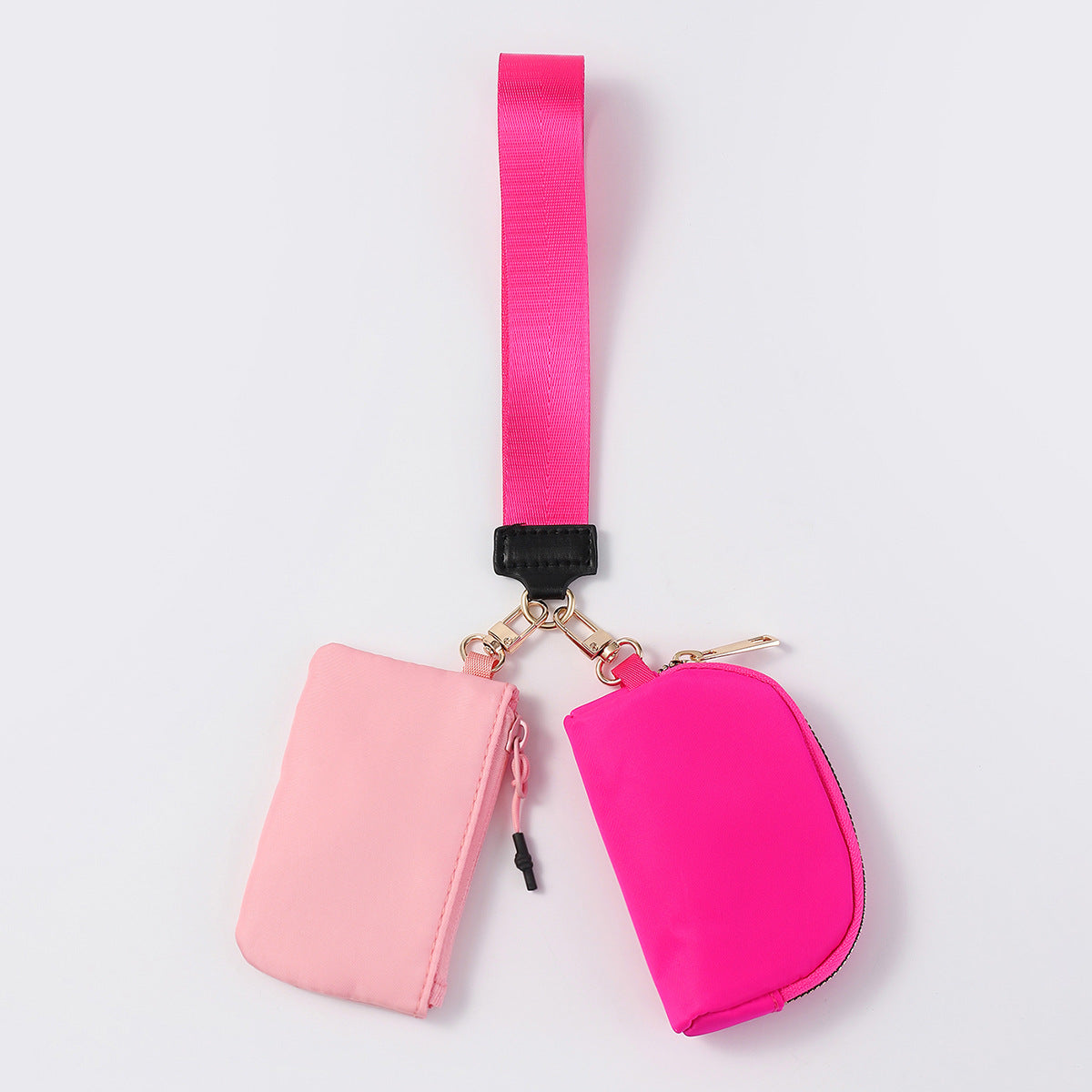 Women's Portable Mini Fashion Colorblock Zip Wristlet + Coin Purse，Waterproof Nylon